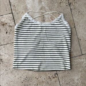 Striped Lace-Trimmed Women's Top